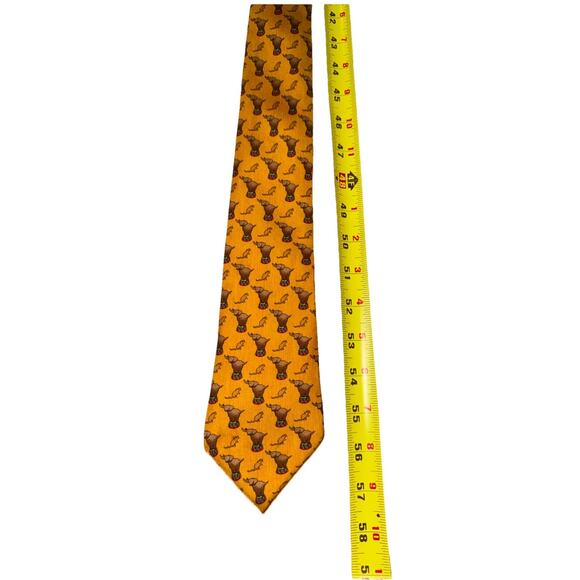 Hermes Mens Tie Circus Elephants & Mice Yellow 7681 TA 3.5" (W) x 57" (L) EUC - Picture 6 of 8